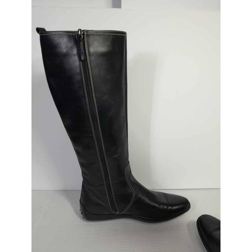 Tod's High Riding Boot Black EU 38.5 / US 8.5 Women Side Zip - Picture 11 of 13
